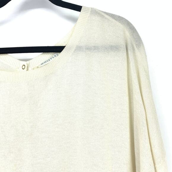 Whistles Sweater Women's Size 8 Button Back Long Sleeve Cream Thin Knit - Picture 4 of 7